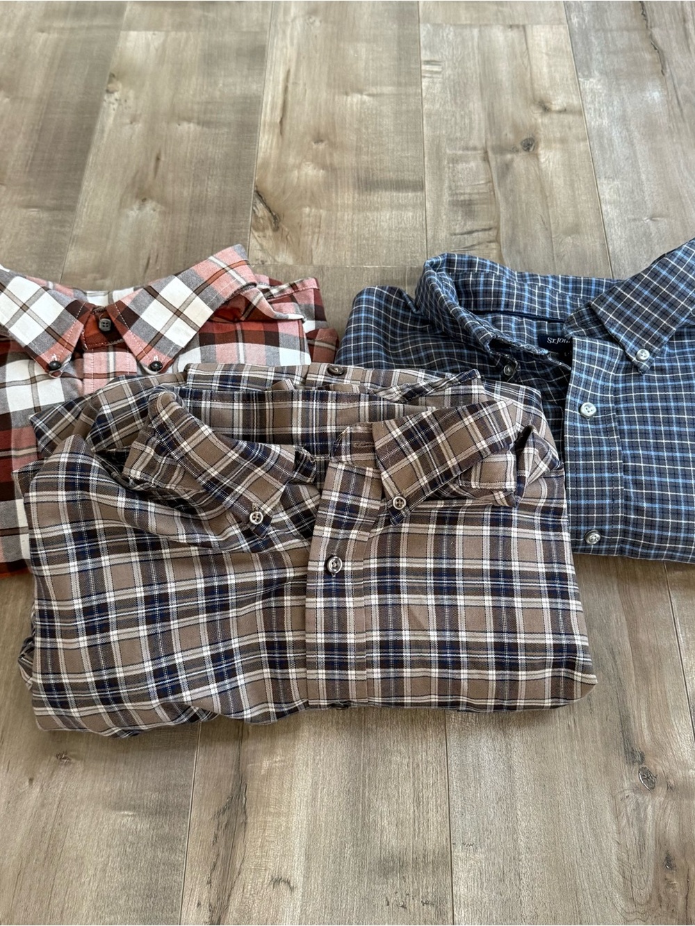 Lot of 3 St Johns Bay Easy Care Button Down Shirts 3XLT Plaid Check Long Sleeve